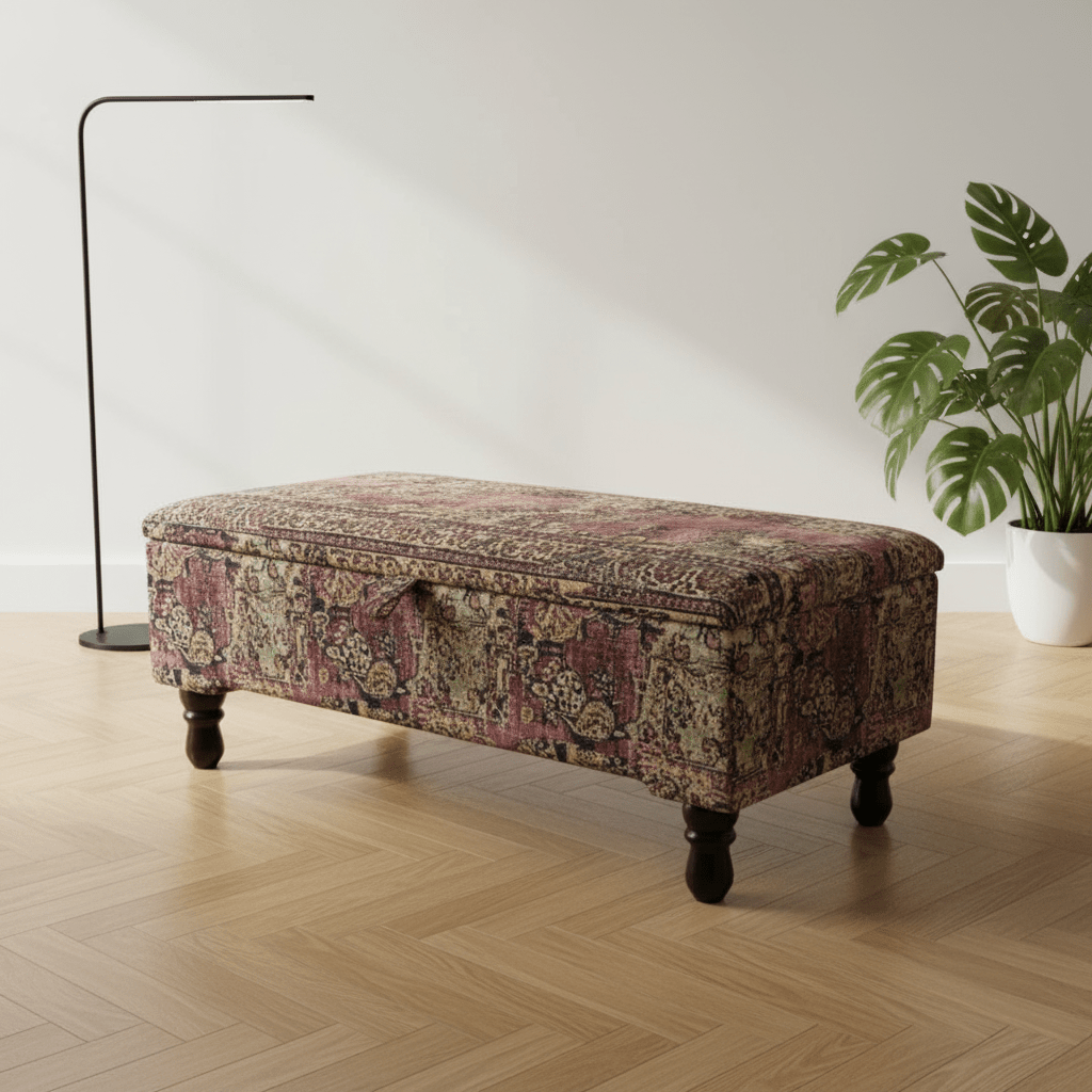 Elegant Living Room Storage Box Designer Motif Premium Fabric - ISTOOLS