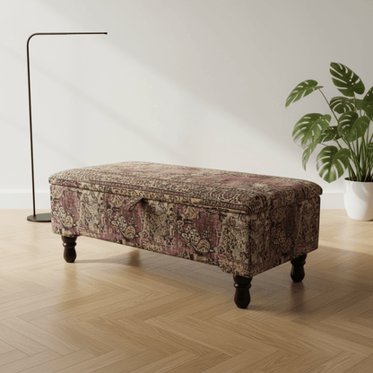 Elegant Living Room Storage Box Designer Motif Premium Fabric - ISTOOLS