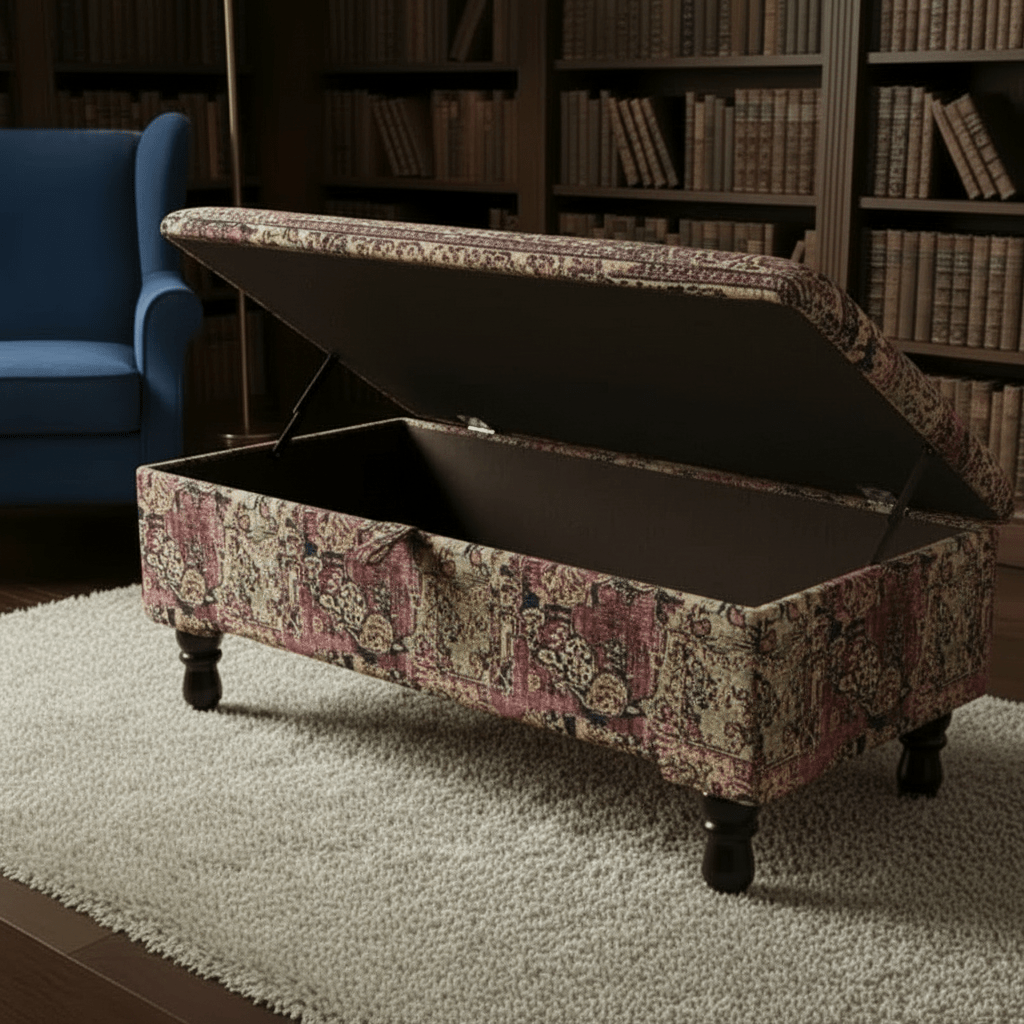 Elegant Living Room Storage Box Designer Motif Premium Fabric - ISTOOLS