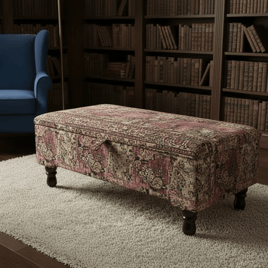 Elegant Living Room Storage Box Designer Motif Premium Fabric - ISTOOLS