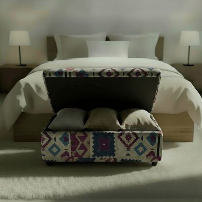 Elegant Multi - Toned End of Bed Seat Smooth Lid Design - ISTOOLS
