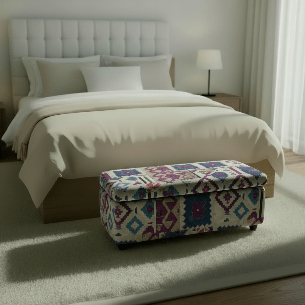 Elegant Multi - Toned End of Bed Seat Smooth Lid Design - ISTOOLS