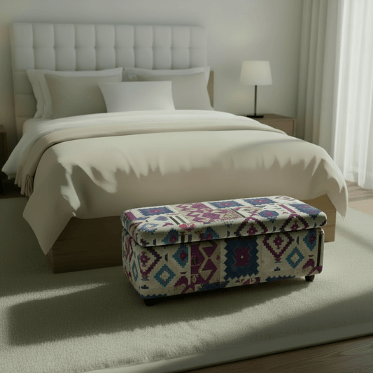 Elegant Multi - Toned End of Bed Seat Smooth Lid Design - ISTOOLS