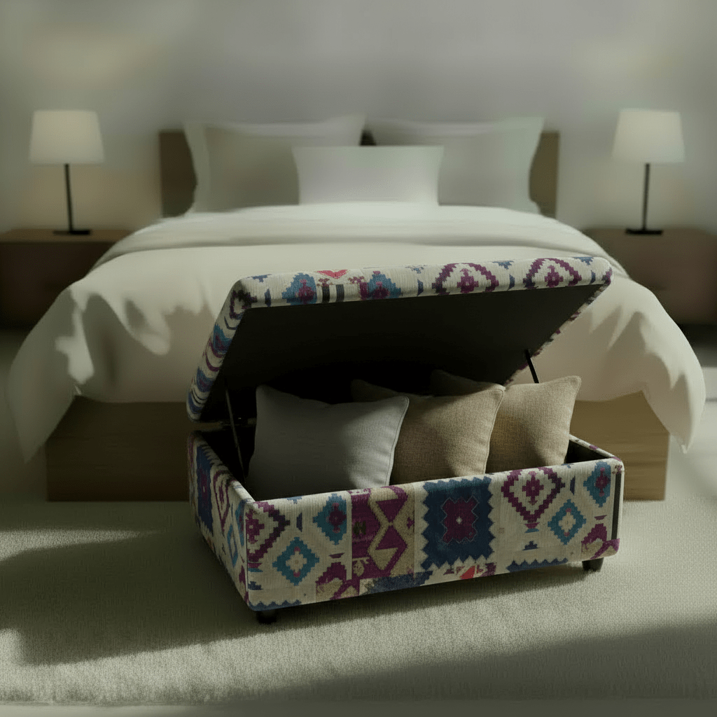 Elegant Multi - Toned End of Bed Seat Smooth Lid Design - ISTOOLS
