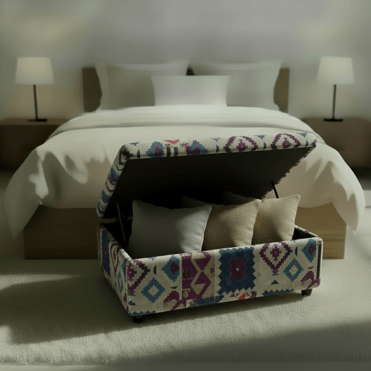 Elegant Multi - Toned End of Bed Seat Smooth Lid Design - ISTOOLS