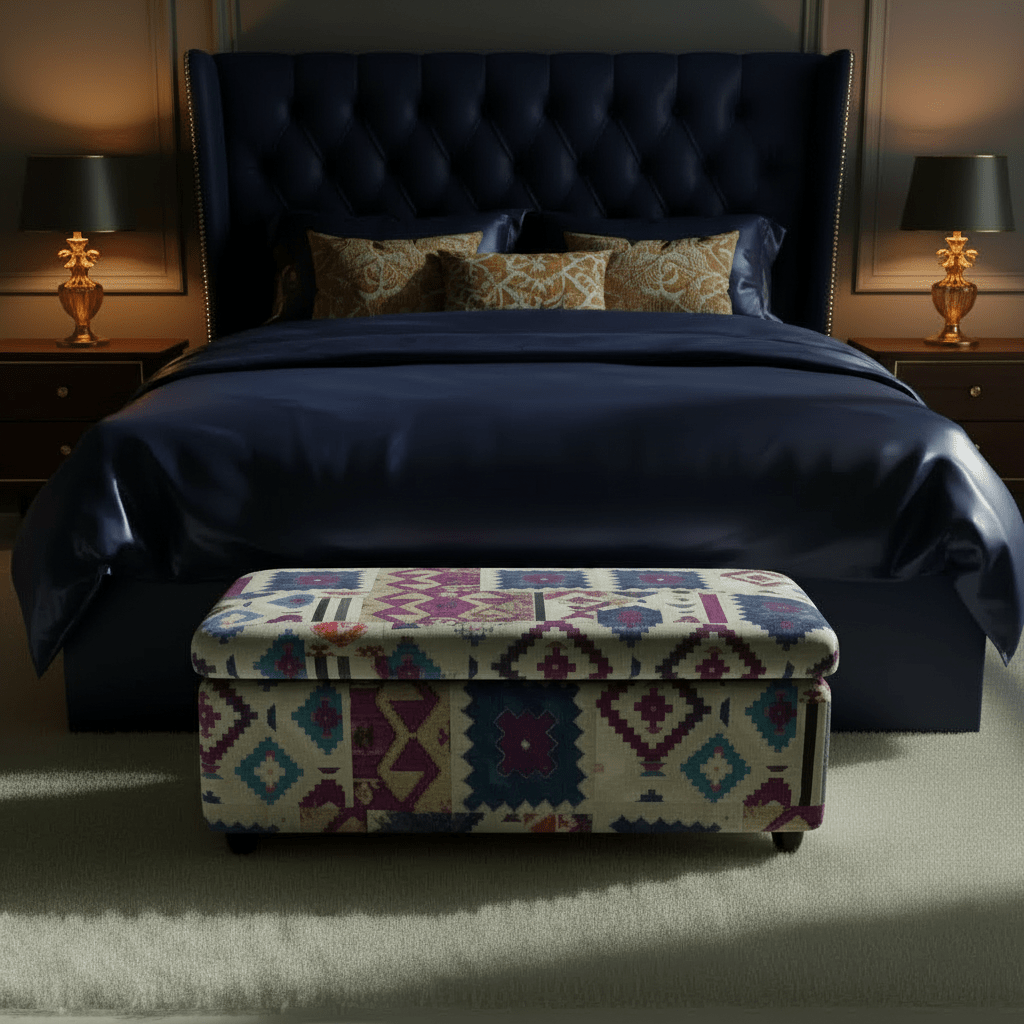 Elegant Multi - Toned End of Bed Seat Smooth Lid Design - ISTOOLS