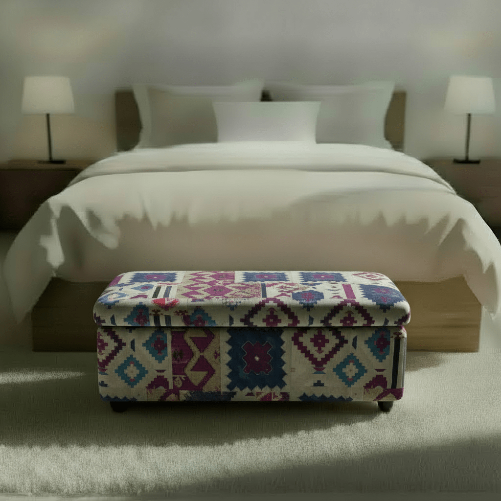 Elegant Multi - Toned End of Bed Seat Smooth Lid Design - ISTOOLS