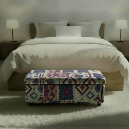Elegant Multi - Toned End of Bed Seat Smooth Lid Design - ISTOOLS
