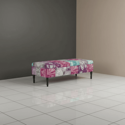 Elegant Multi - Toned Rectangular Coffee Table Pouffe Hand - Finished - ISTOOLS