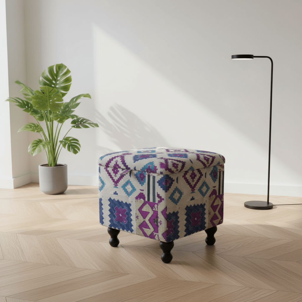 Elegant Multi - Toned Square Storage Trunk Smooth Lid Design - ISTOOLS