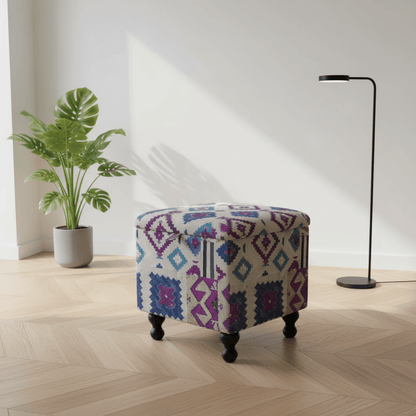 Elegant Multi - Toned Square Storage Trunk Smooth Lid Design - ISTOOLS