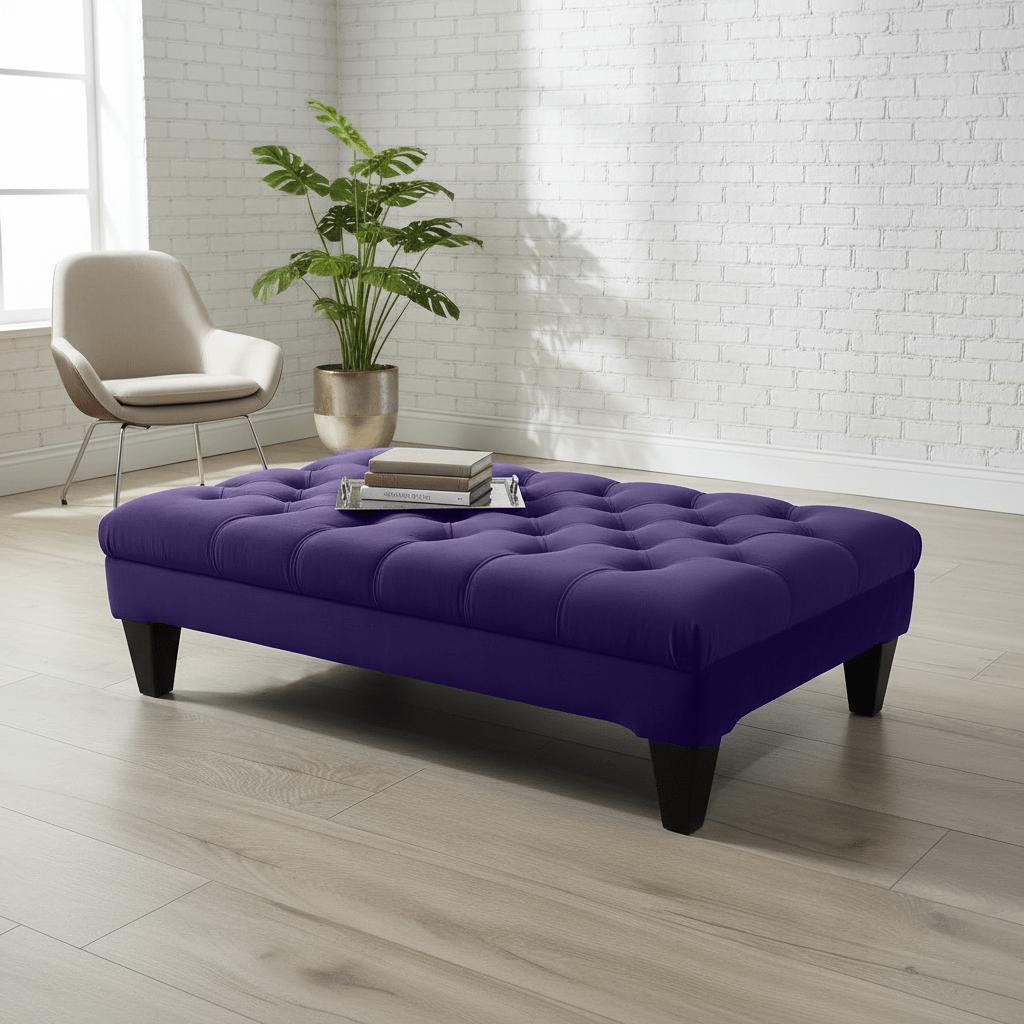 Elegant Multi - Toned Tufted Ottoman Coffee Table UK Made - ISTOOLS