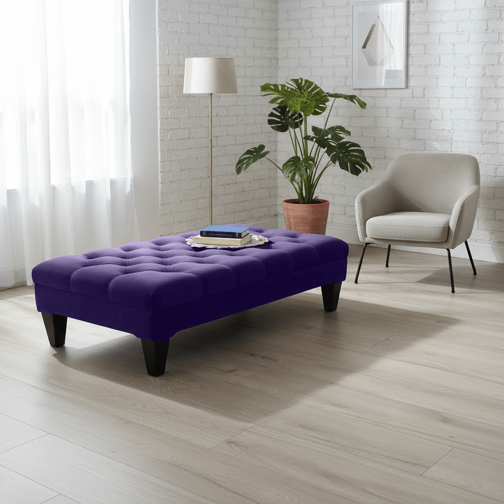 Elegant Multi - Toned Tufted Ottoman Coffee Table UK Made - ISTOOLS