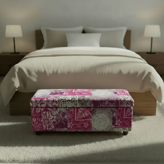 Elegant Patterned End of Bed Footstool UK Craftsmanship - ISTOOLS