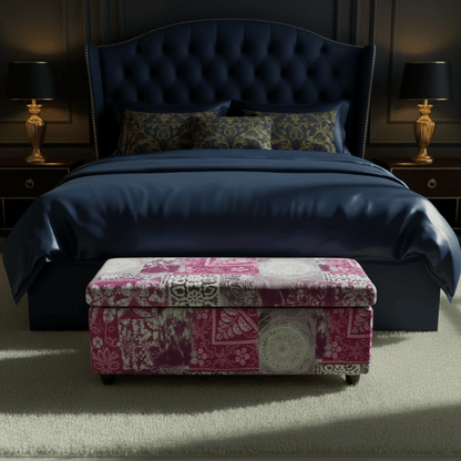 Elegant Patterned End of Bed Footstool UK Craftsmanship - ISTOOLS