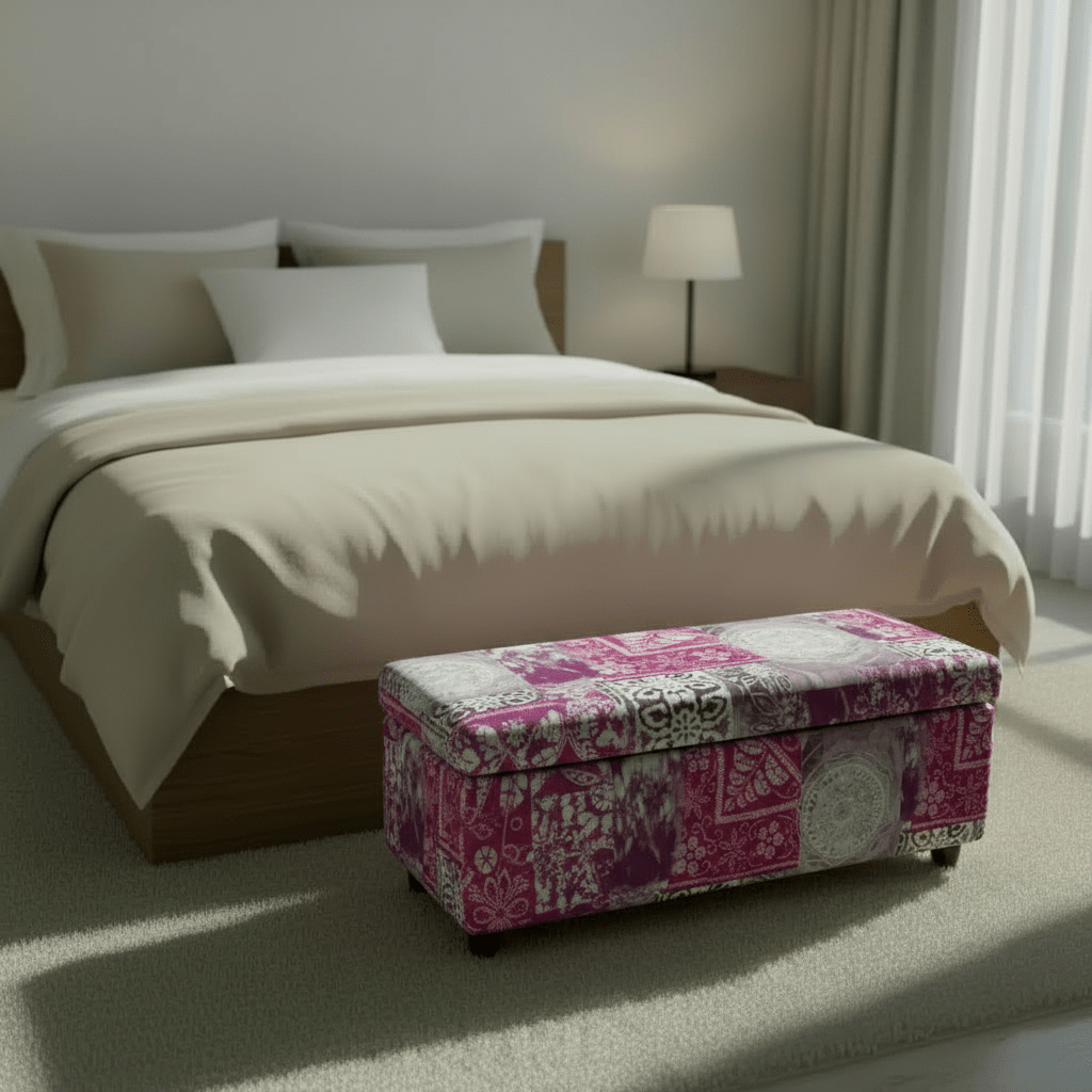 Elegant Patterned End of Bed Footstool UK Craftsmanship - ISTOOLS