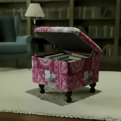 Elegant Patterned Square Storage Bench UK Craftsmanship - ISTOOLS