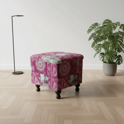 Elegant Patterned Square Storage Bench UK Craftsmanship - ISTOOLS