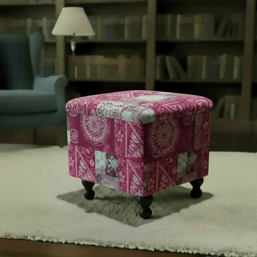 Elegant Patterned Square Storage Bench UK Craftsmanship - ISTOOLS