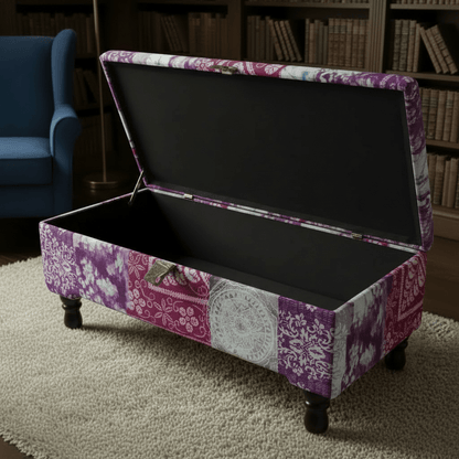 Elegant Patterned Storage Ottoman Trunk UK Craftsmanship - ISTOOLS