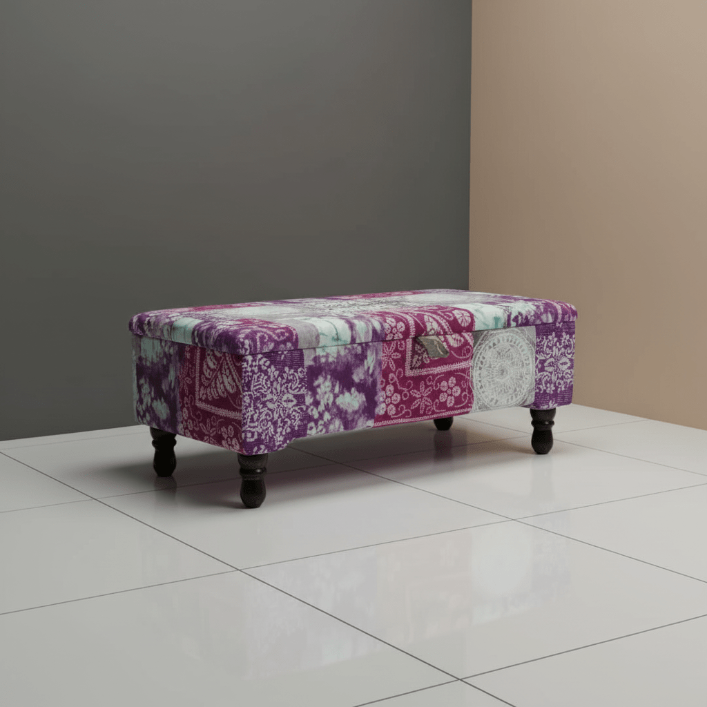Elegant Patterned Storage Ottoman Trunk UK Craftsmanship - ISTOOLS