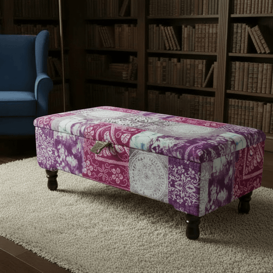 Elegant Patterned Storage Ottoman Trunk UK Craftsmanship - ISTOOLS