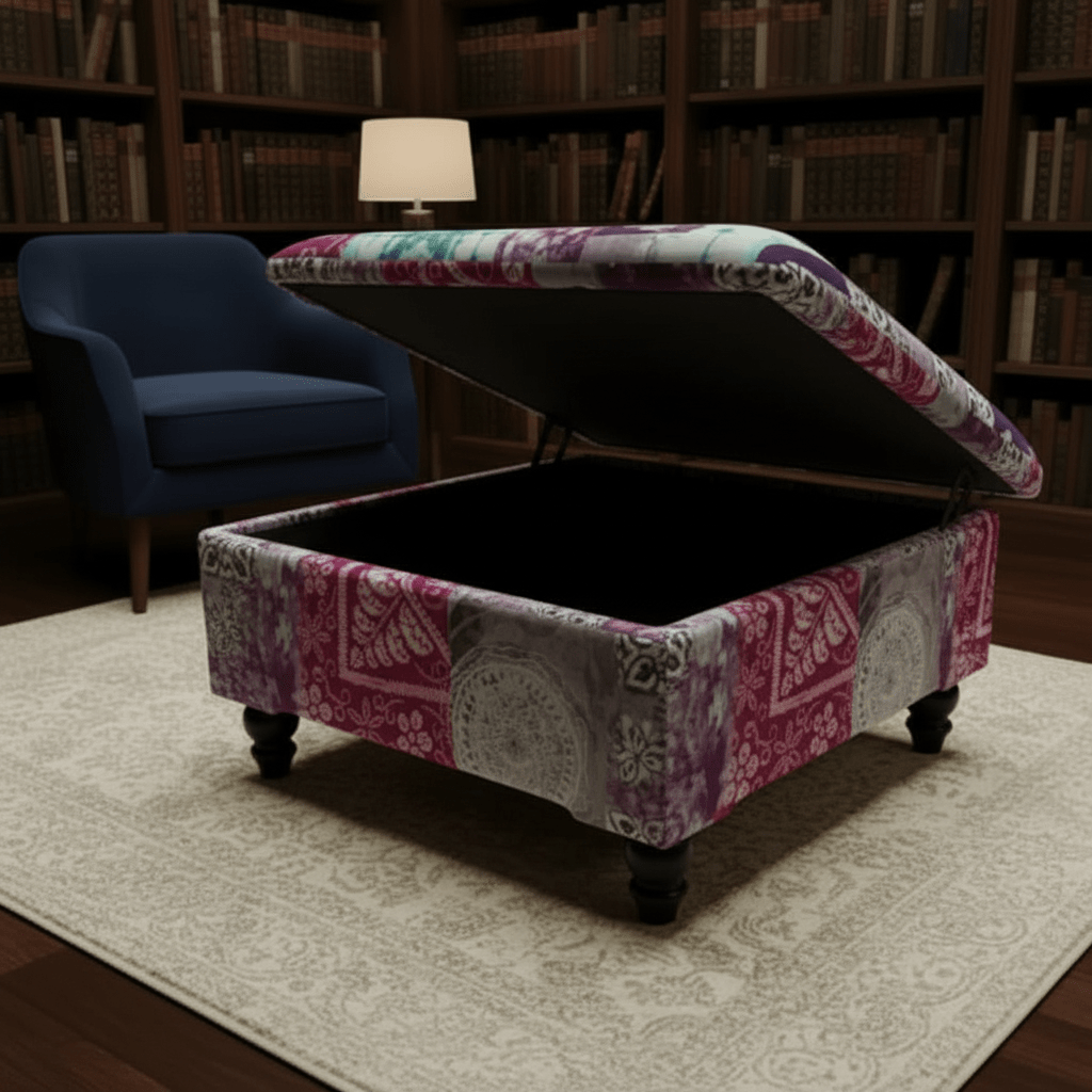 Elegant Plain Texture Storage Ottoman Trunk UK Craftsmanship - ISTOOLS