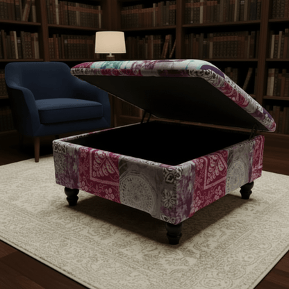 Elegant Plain Texture Storage Ottoman Trunk UK Craftsmanship - ISTOOLS