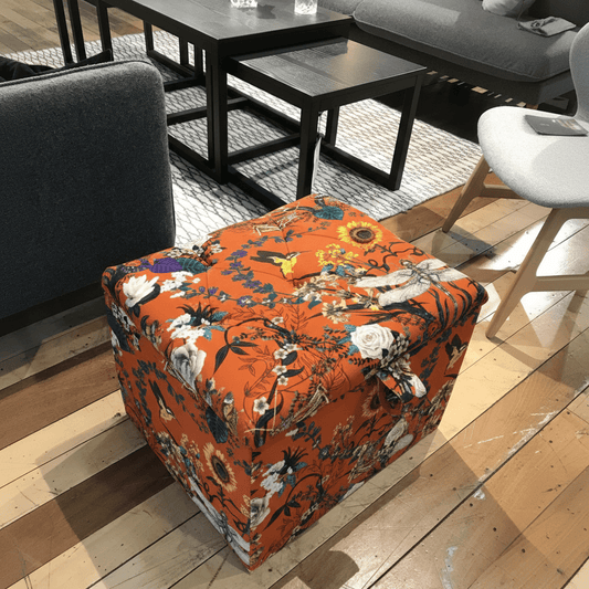 Elegant Small Square Floor Footstool Deep Button Detail bec - ISTOOLS