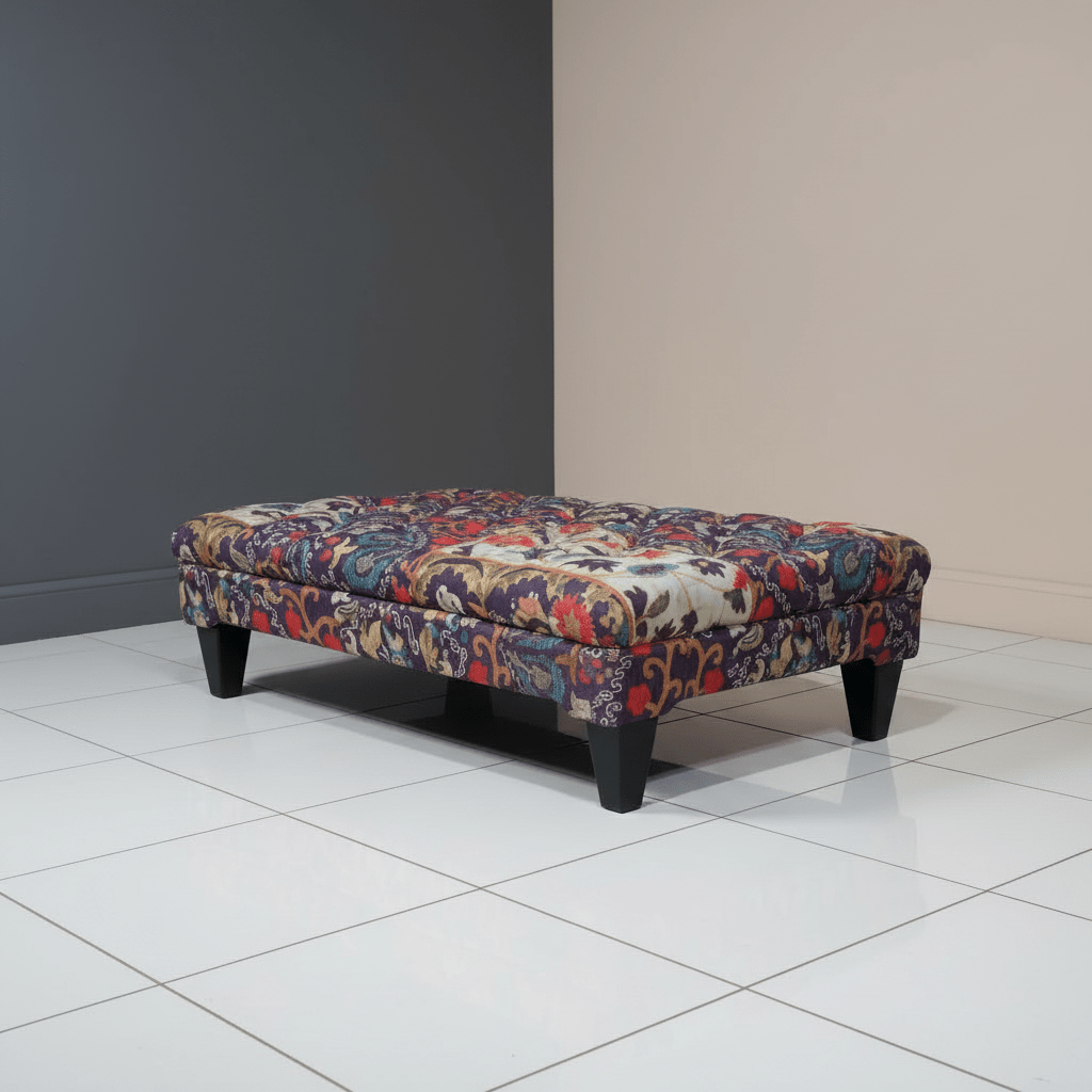 Elegant Tufted Centrepiece Footstool Vibrant UK Craftsmanship - ISTOOLS