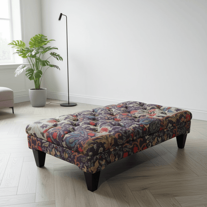 Elegant Tufted Centrepiece Footstool Vibrant UK Craftsmanship - ISTOOLS