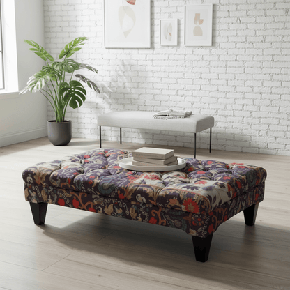 Elegant Tufted Centrepiece Footstool Vibrant UK Craftsmanship - ISTOOLS