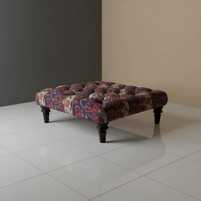Elegant Tufted Square Centrepiece Footstool Vibrant UK Craftsmanship - ISTOOLS