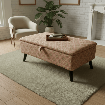 Entryway Storage Bench with Artistic Design | Handcrafted UK Ottoman Seat | istools - ISTOOLS