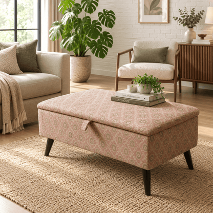Entryway Storage Bench with Artistic Design | Handcrafted UK Ottoman Seat | istools - ISTOOLS