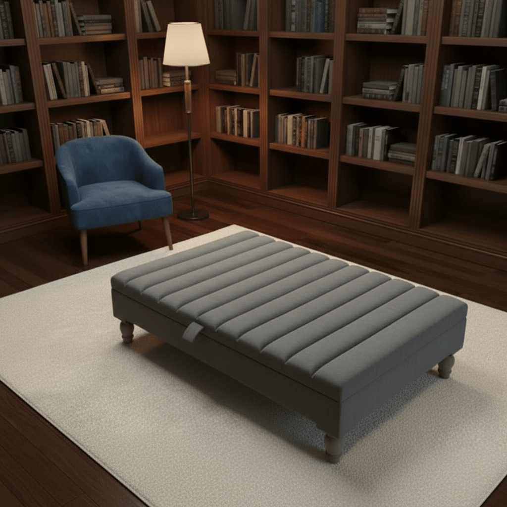 Extra Large Square Coffee Table with Storage – Line Panel Design | ISTOOLS - ISTOOLS