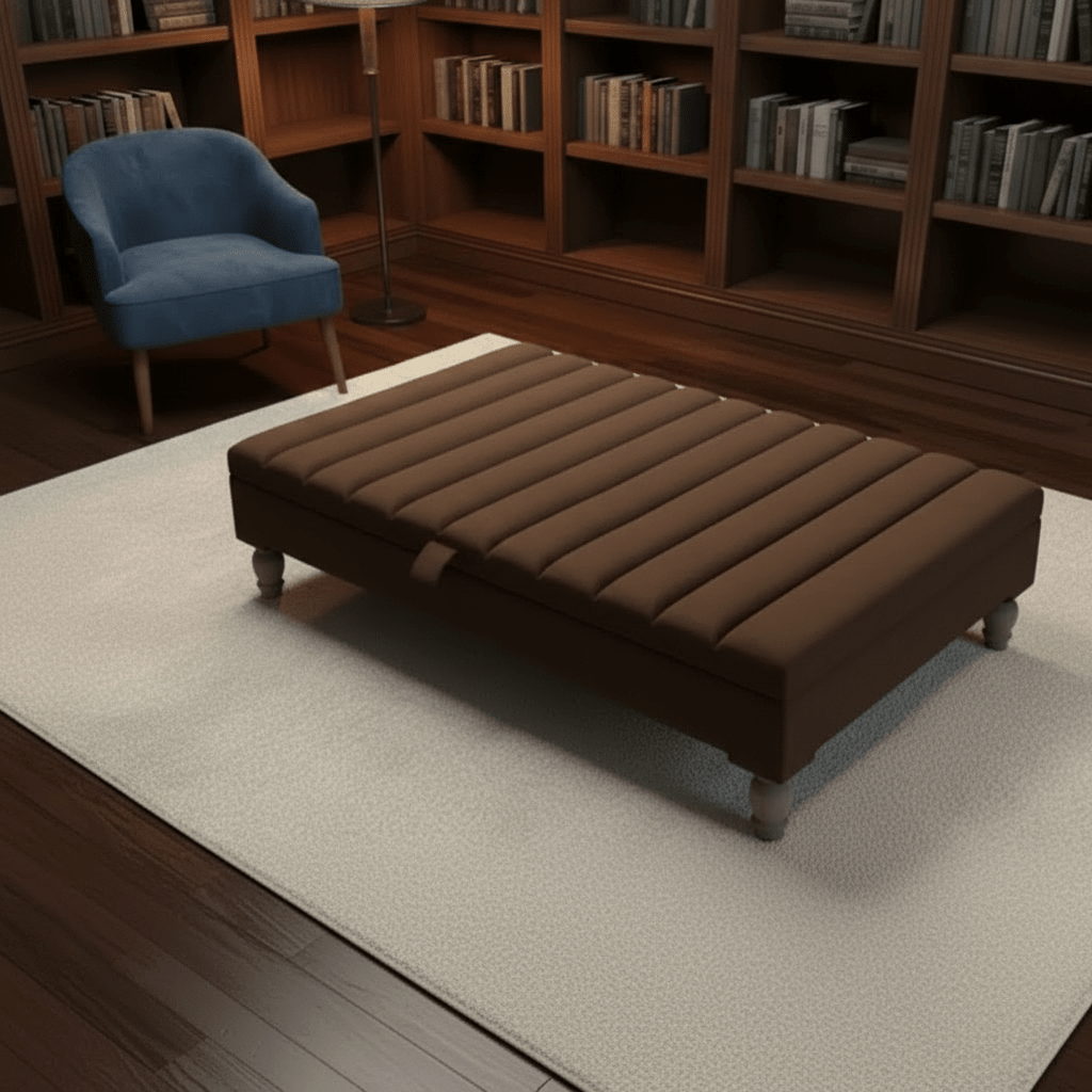 Extra Large Square Coffee Table with Storage – Line Panel Design | ISTOOLS - ISTOOLS
