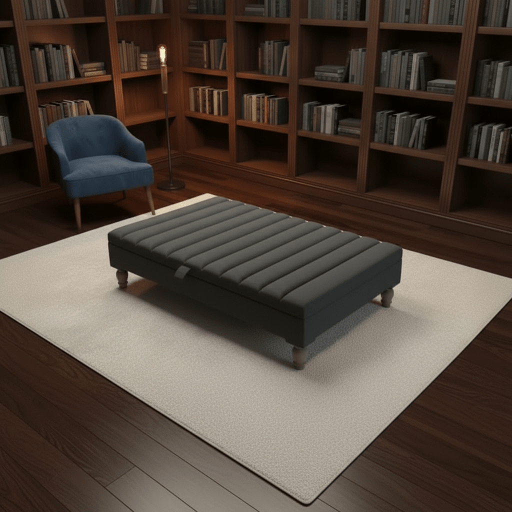 Extra Large Square Coffee Table with Storage – Line Panel Design | ISTOOLS - ISTOOLS