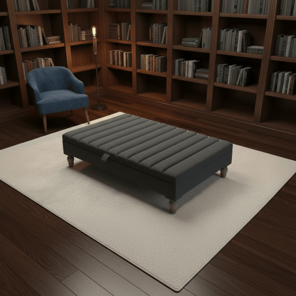 Extra Large Square Coffee Table with Storage – Line Panel Design | ISTOOLS - ISTOOLS