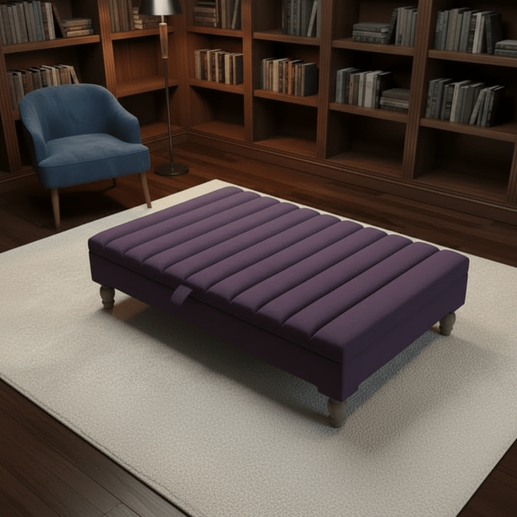 Extra Large Square Coffee Table with Storage – Line Panel Design | ISTOOLS - ISTOOLS