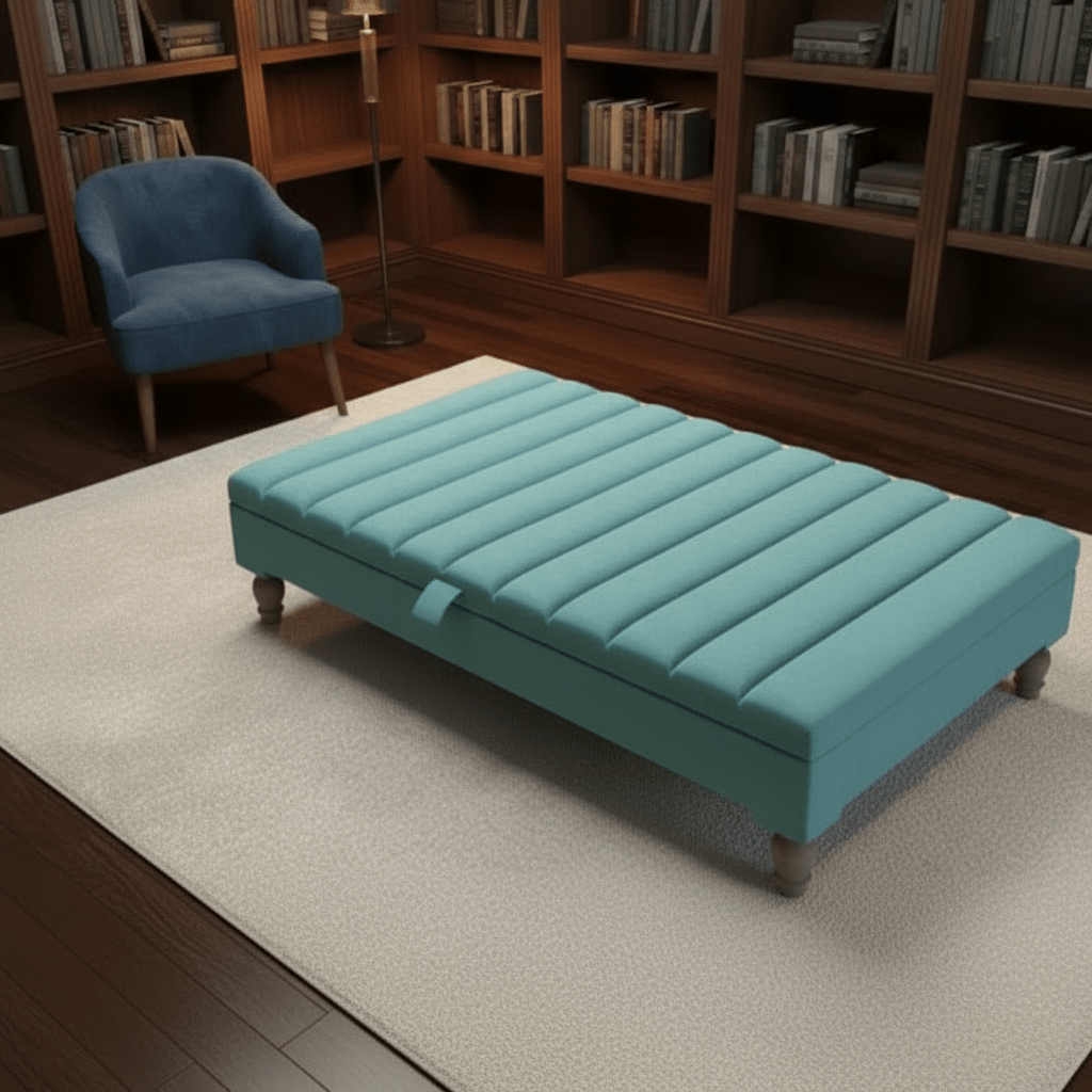 Extra Large Square Coffee Table with Storage – Line Panel Design | ISTOOLS - ISTOOLS