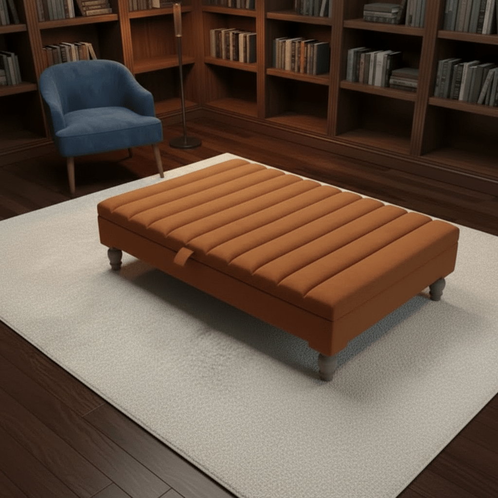 Extra Large Square Coffee Table with Storage – Line Panel Design | ISTOOLS - ISTOOLS