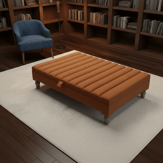 Extra Large Square Coffee Table with Storage – Line Panel Design | ISTOOLS - ISTOOLS
