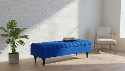 Romo Panel Storage Ottoman Bench Seat – Hidden Storage Coffee Table for Living Room UK (Royal Blue)