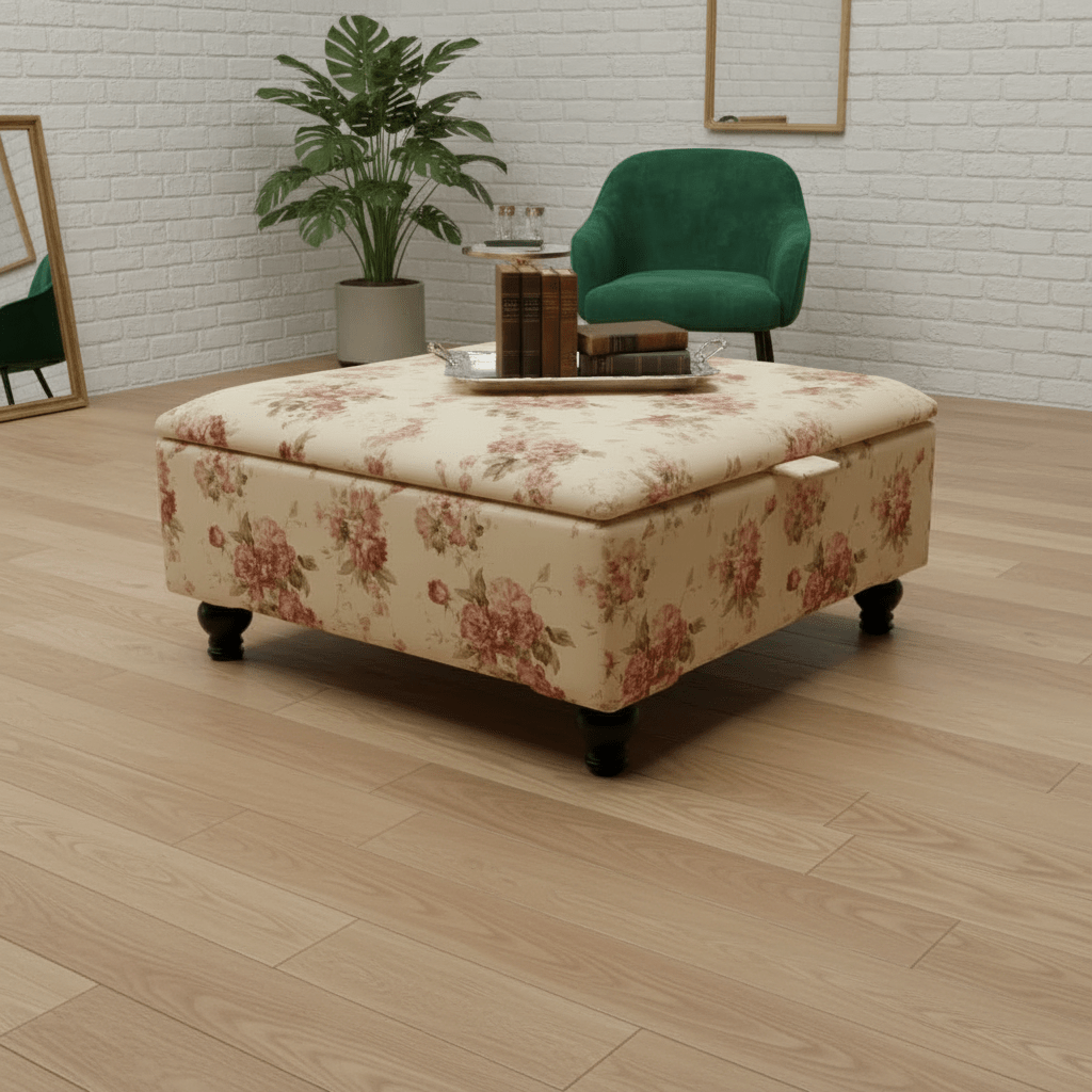 Flat Top Square Ottoman Table – Designer Living Room Centrepiece with Storage UK - ISTOOLS