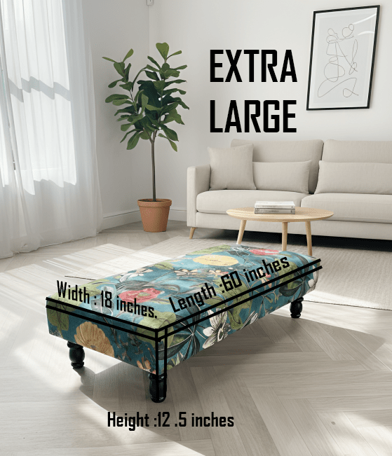 Floral Printed Footstool Luxurious Fabric Bench - ISTOOLS