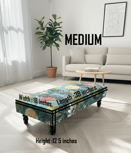 Floral Printed Footstool Luxurious Fabric Bench - ISTOOLS