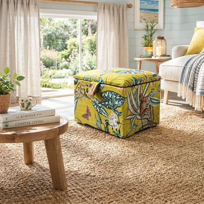 Floral Storage Ottoman Bench – ZEN Deep Storage Ottoman Box UK | Multi‑Use Footstool & Hidden Storage - ISTOOLS