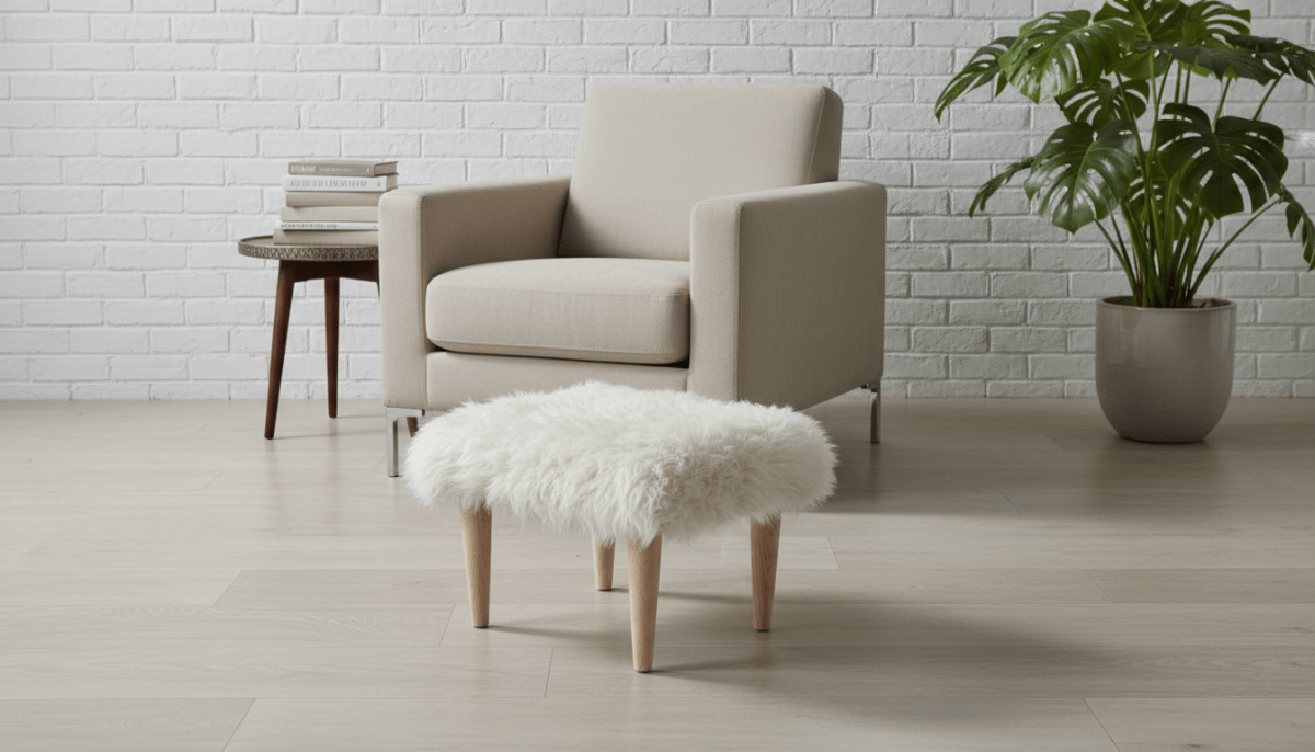 Fluffy Teddy Footrest Pouffe – Handmade Plush Velvet Footstool for Cozy Living - ISTOOLS