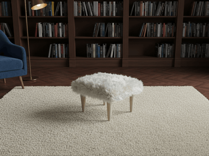 Fluffy Teddy Footrest Pouffe – Handmade Plush Velvet Footstool for Cozy Living - ISTOOLS
